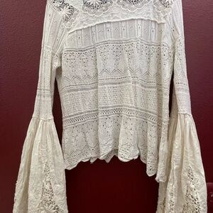 Free People Ivory Lace Blouse